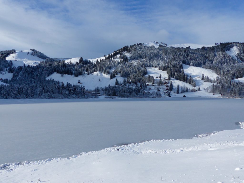 Schwarzsee winter wonderland Switzerland hiking with kids